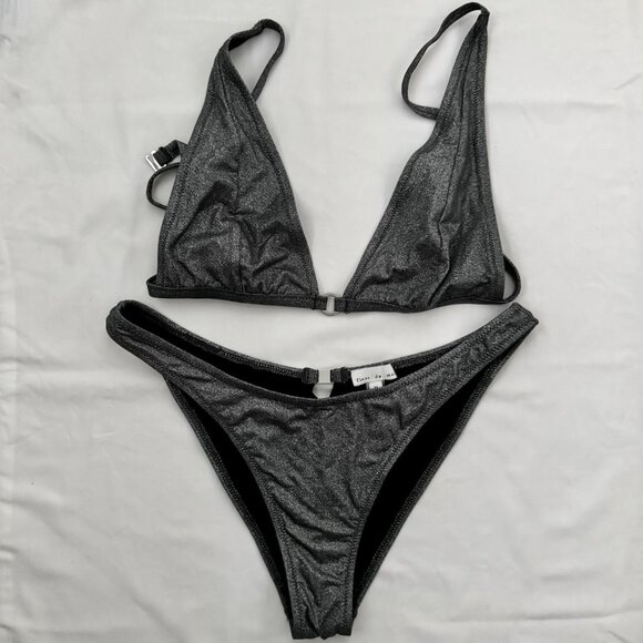 ✨ Fleur du Mal Metallic Silver Bikini Set – L – NEW - Picture 8 of 8